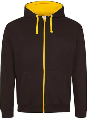 Produktbild von Just Hoods JH053 | Varsity Zoodie Kapuzenpulli mit Reisverschluss - Farbe: Jet Black/Gold - Größe: XL