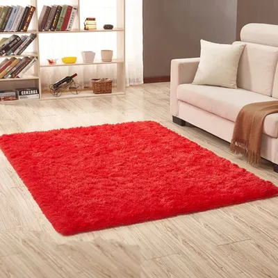 Produktbild von ele ELEOPTION Shaggy Teppich, Soft Pile Modernes rutschfestes Wohnzimmer Weiche Teppiche Shaggy Bodenmatte Teppich Rot - 80x160CM