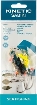 Produktbild von Kinetic Sabiki Tournament Surf Spin&Turn #1/0 Yellow Plattfisch Scholle Flunder Vorfach Rig system