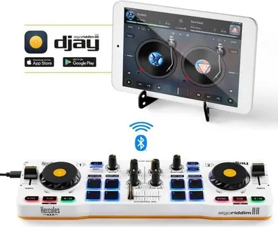 Immagine prodotto di Controller DJ Bluetooth, Hercules DJControl Mix, per smartphone iOS e Android, app djay, 2 canali, alimentazione USB