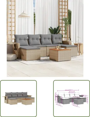 Produktbild von The Living Store 7-tlg. Garten-Sofagarnitur mit Kissen Beige Poly Rattan