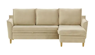 Produktbild von Ecksofa mit Schlaffunktion und Bettkasten Amour - hellbeige - Velluto 2