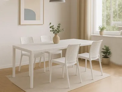 Immagine prodotto di Dmora set Tavolo e Sedie Cortanze Bianco, Allungabile 10 Posti Italy