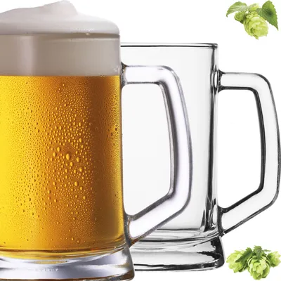 Produktbild von PLATINUX Bierseidel mit Henkel 0,5 Liter Set 2 Teilig Bierkrüge Biergläser Maßkrug aus Glas Beer