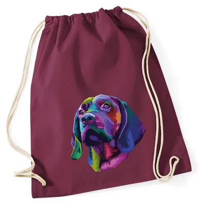 Produktbild von Huuraa Turnbeutel Labrador Colorful 12 Liter Burgundy Baumwolle Rucksack Geschenkidee