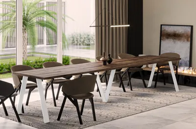 Produktbild von ENDO-Möbel Ausziehbarer Esstisch XXL Lungo White 130-405cm (Eiche Monastery)