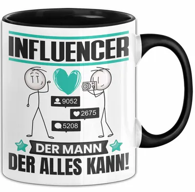 Produktbild von Influencer Tasse Geschenk für Influencer Der Mann Der Alles Kann Geschenkidee zum Geburtstag (Schwarz)