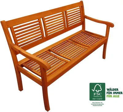 Produktbild von Gartenbank Cordoba 150 cm, aus Massivholz Akazie,3-Sitzer, Akazie-Holz-Bank für Garten Balkon Terrasse