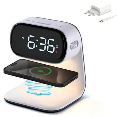 Produktbild von Wireless Charger,3 in 1 Induktive Ladestation,Wecker und Nachtlicht Induktions-Ladegerät
