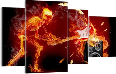 Produktbild von Bild auf Leinwand - Leinwandbild - Feuer Instrument Skelett - 120x70cm - Wand Bild - Wanddeko - Leinwanddruck - Bilder - Kunstdruck - Wanddekoration - Leinwand bilder - Wandkunst - DL120x70-0210