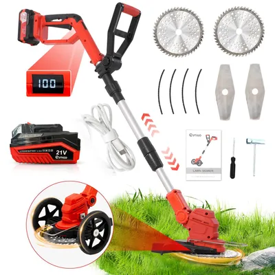 Produktbild von OUTIGO Akku-Rasentrimmer mit 4000mAh 21V Akku, Verstellbarer Teleskopstiel 20.5 cm Schnittbreite, 3 Arten Klingen, Teleskop-Stiel