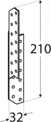 Immagine prodotto di Ancoraggio per arcarecci 32x210x2,0 mm LK4 connettore angolare destro Ancoraggio per arcarecci Staffa per lamiera forata