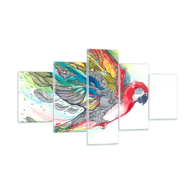 Produktbild von Bilder auf glas - Parrot Flügel Federn Natur - 125x70cm - Glasbilder - Wandbilder - Kunstdruck - zum Aufhängen bereit - Wanddekoration aus Glas - Glas Bilder - Wandbild auf Glas - GEA125x70-3008