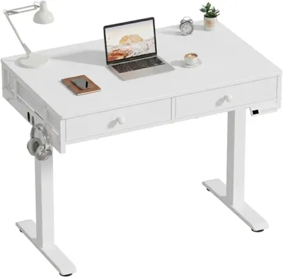 Obrázek produktu pro Elektricky výškově nastavitelný stůl - 100 x 50 cm - bílý