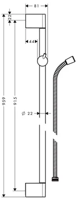 Zdjęcie produktu dla Hansgrohe szyna prysznicowa Unica'Crometta 90cm chrom z Metaflex 160cm, 27614000