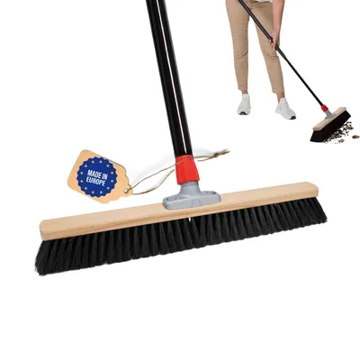 Produktbild von Novaliv Großer Besen Saalbesen 80 cm mit Stiel Borsten Kunstborsten besen fein mit stiel Ideal als Werkstattbesen Hallenbesen Industriebesen Hausbesen Kehrbesen Zimmerbesen Haarbesen Besen groß