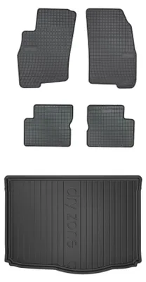 Imagen del producto de Alfombrillas de goma + bandeja de maletero para Alfa Romeo MiTo 2008-2018 (hatchback) – juego de 5 piezas, negras, a medida – Wielganizator SolidPRO