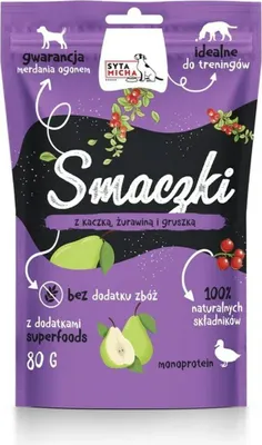 Obrázok produktu pre Pochúťky pre psov s kačkou, brusnicami a hruškou 80g