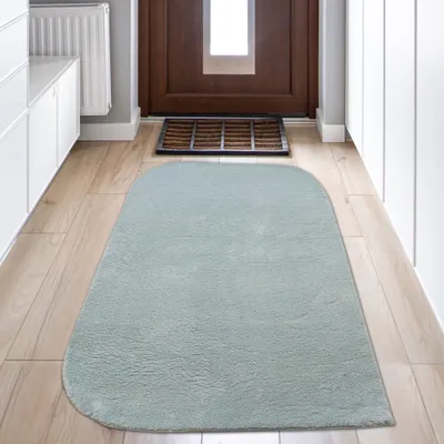 Obrázok produktu pre Umývateľný koberec do spálne - okrúhle rohy - v modrej farbe Veľkosť - 80 x 150 cm