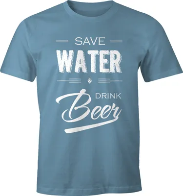 Produktbild von Herren T-Shirt Save Water Drink Beer Fun-Shirt Bier Shirt Party Moonworks® stone blue M