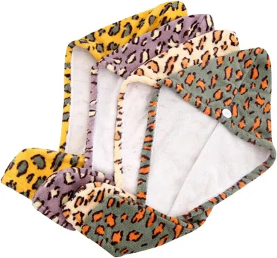 Produktbild von Leoparden-Haarhandtücher aus Korallenvlies mit hoher Wasseraufnahme, 4 Stück, schnell trocknende Haarturbane zum Baden und Gesichtwaschen für Damen