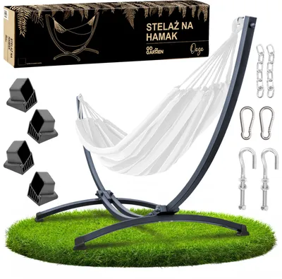 Zdjęcie produktu dla Stelaż na hamak dwuosobowy metalowy grafitowy ogród taras mocny wytrzymały