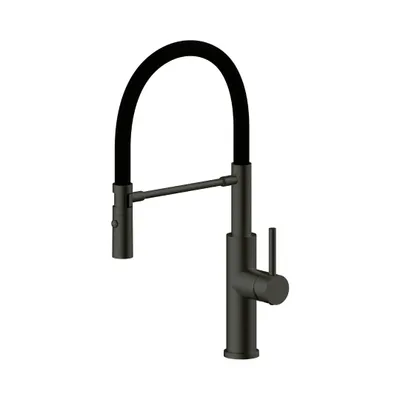 Produktbild von VBChome Küchenarmatur Schwarz mit flexiblem Auslauf 360° schwenkbar Einhebelmischer mit Keramikkartusche moderne Spültischarmatur Höhe 465 mm