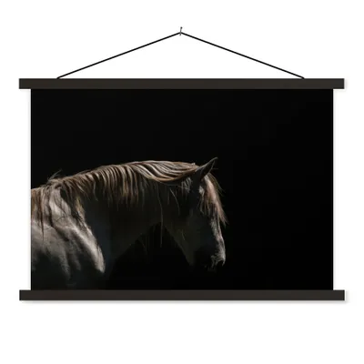Produktbild von MuchoWow® Textilposter Pferd - Tiere - Weiß 120x80 cm mit schwarzem Rahmen - Wanddeko