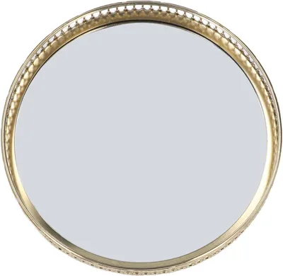 Produktbild von Dekoratives Spiegeltablett aus Glas in geometrischer Form für das Badezimmer zu Hause, goldenes Parfümtablett für Homeoffice und Café, aus poliertem Metall