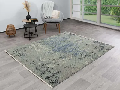 Produktbild von Steffensmeier Nepal Indien Teppich Pasni | Wolle,  Grau, Größe: 120x180 cm , Wollteppich für Wohnzimmer und Schlafzimmer