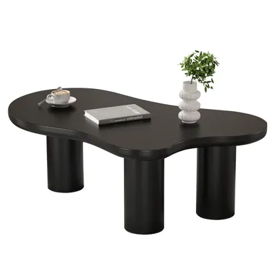 Produktbild von Unregelmäßiger Couchtisch in Wolkenform(Schwarz)107cm Länge, 66cm Breite, 40.5cm Höhe, MDF-Tischplatte und PVC-Beine, mit Filzunterlage