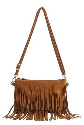 Produktbild von Elzusha – Umhängetasche für Damen mit Fransen – Hobo-Umhängetasche, braun