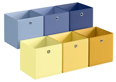 Image de Boîtes de rangement, lot de 6, inodores, pliables, 30 x 30 x 30 cm, boîtes en tissu, pour étagères à cubes, organiseurs colorés, paniers de rangement, pour la chambre à coucher