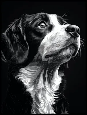 Zdjęcie produktu dla Plakat 60x80cm Portret Zwierząt do Salonu | Beagle | Czarno Białe