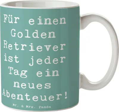 Produktbild von Mr. & Mrs. Panda Tasse Spruch Golden Retriever Abenteuer - Meeresbrise - Geschenk, Kaffeetasse, Optimismus, Kaffeebecher, Hunderasse, haferl, Hunderassen Vielfalt, Pflege