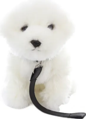 Image de Peluche bichon maltais avec laisse 28 cm