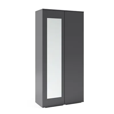 Produktbild von Garderoben-Set "CLEO", Moderner Kleiderschrank mit Polsterplatten und Schuhschrank – Ideal für Flur und Eingangsbereich (Graphit, Trinity 15)