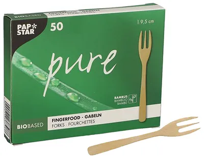 Produktbild von PAPSTAR Fingerfood-Gabeln "pure" 95 mm natur