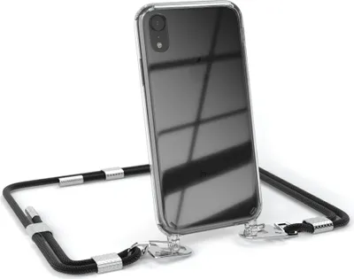 Produktbild von EAZY CASE Handykette für Apple iPhone XR, Transparente Silikonhülle mit Band, Clear Case, abnehmbar in  Schwarz