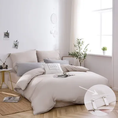 Produktbild von AYSW Bettwäsche Microfaser Beige 1 Bettbezug 200x200cm + 2 Kissenbezug 80x80cm