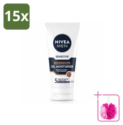 Obrázok produktu pre 15 kusov gélu NIVEA MEN Sensitive pre pleť a chlpky, 50 ml - výhodný balík