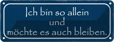 Zdjęcie produktu dla vianmo Blaszany znak 10x27 cm ich möchte so allein bleiben