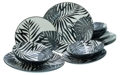 Produktbild von CreaTable, 25861, Tropicana Black, Tellerset 12-tlg, Steinzeug