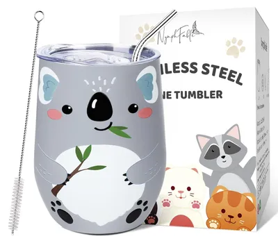 Produktbild von Isolierbecher aus Edelstahl, 12oz - Isolierter Becher - Mit Deckel/Trinkhalm - BPA-frei - Doppelwandig - Für Zuhause/Reisen - Trinkbecher