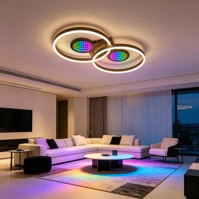 Produktbild von LED Deckenleuchte 3D -002 Infinity RGB mit Fernbedienung, 3D Tunneleffekt, Lichtflächen einzeln schaltbar dimmbar 10–100%, 1800–12000K