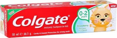 Image de Colgate - Goût de fraise - Dentifrice pour enfants - Pour les enfants de 0 à 2 ans - 50 ml - 1 pièce