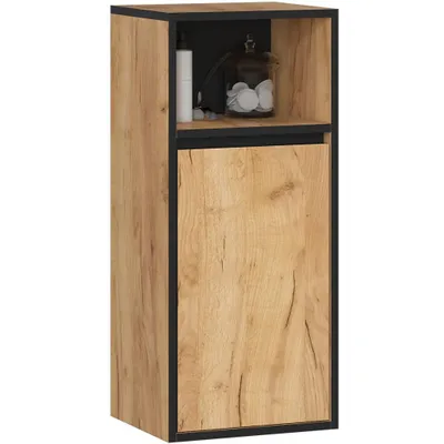 Produktbild von Badezimmer-Hängeschrank VAMI Craft Eiche, Schwarz 1 Tür 3 Regalböden 35x80x30 cm