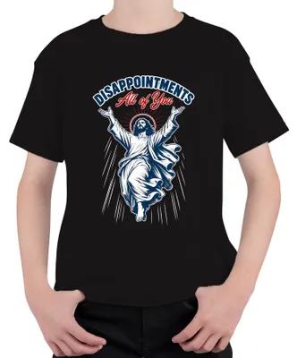 Obrázok produktu pre Tričko s nápisom "Disappointments", "All of You", "Jesus Lustig", "Statement", "Kresťanstvo", čierna farba, veľkosť 128