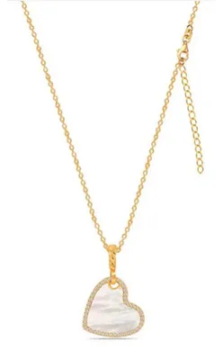 Immagine prodotto di Collana a forma di cuore da donna, realizzata in madreperla con zirconi e placcatura in oro, in argento sterling 925, modello BICLL036