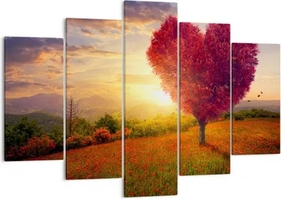 Produktbild von Bild auf Leinwand - Leinwandbild - Baum Wiese Blume - 150x100cm - Wand Bild - Wanddeko - Leinwanddruck - Bilder - Kunstdruck - Wanddekoration - Leinwand bilder - Wandkunst - EA150x100-3790